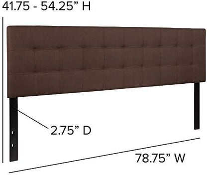 Flash Furniture Bedford Tufted Upholstered King Size Headboard in Dark Brown Fabric