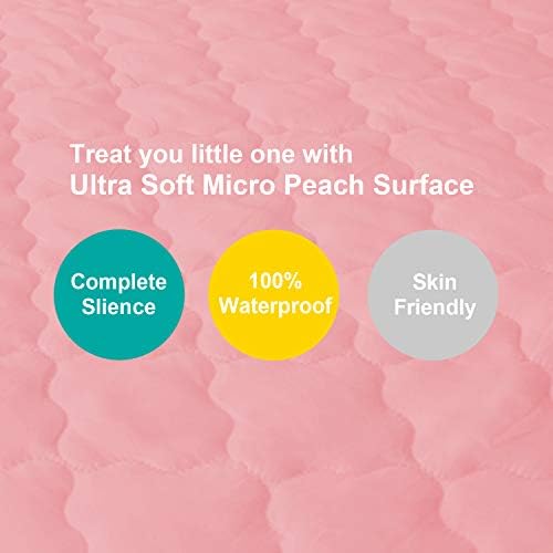Pack and Play Mattress Protector Sheets Fitted Waterproof for Playard, Pink