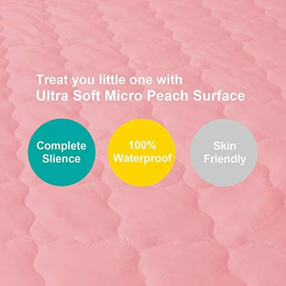 Pack and Play Mattress Protector Sheets Fitted Waterproof for Playard, Pink