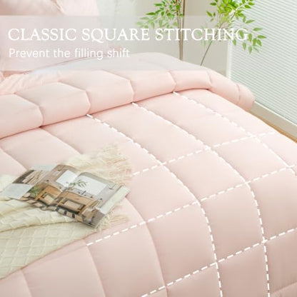 HIG 3pc Peach Queen Size Bedding Comforter Set Duvet Insert Blanket