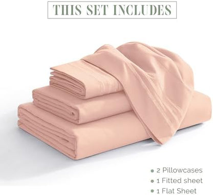 Elegant Comfort 4-Piece Bed Sheet Set - Luxury Bedding 1500 Premium Hotel Quality Microfiber, All Around Elastic 18-24 Inches Deep Fitted Sheet- Extra Deep Pocket Sheets, California King, Blush Pink