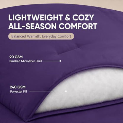 HIMEET Full Comforter Set, 7-Piece Point-Quilted Bed in a Bag, Purple