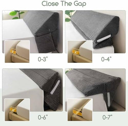 HIGOGOGO King Size Wedge Pillow for Headboard Gap - Multi Functional Mattress Wedge Bed Gap Filler Close The Gap (0-7") Between Your Mattress and Headboard or Wall (Grey 76"x11"x9")