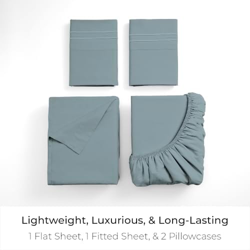 Mellanni Iconic 4-Piece, Ultra Soft Sheet Set (King, Spa Blue)