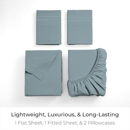 Mellanni Iconic 4-Piece, Ultra Soft Sheet Set (King, Spa Blue)