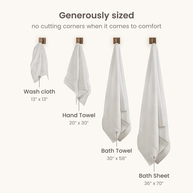 BIOWEAVES 100% Organic Cotton 700 GSM Plush Washcloths 13" x 13" GOTS Certified - Ivory, Pack of 12