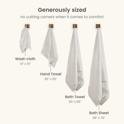 BIOWEAVES 100% Organic Cotton 700 GSM Plush Washcloths 13" x 13" GOTS Certified - Ivory, Pack of 12
