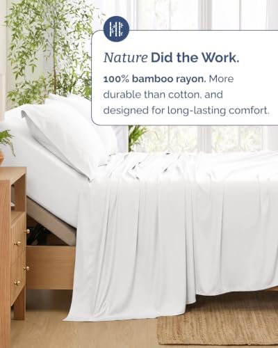 100% Rayon Derived from Bamboo Sheets - Flex Top Split Head King - White