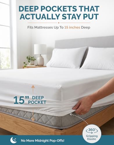 Casa Platino King Size Sheets Set –100% Cotton King Sheets with 4 Pillowcases, Lightweight Feel & Secure Fit, Crisp & Breathable Percale Weave with 15" Deep Pocket, Soft and Cozy – Pure White