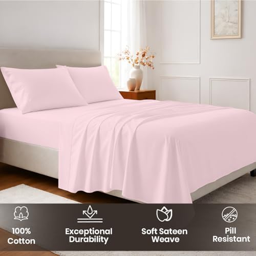 SGI bedding 100% Egyptian Cotton Sheets RV King Size – Cooling Sheets, Soft Breathable Blush Bedding, Luxury Bedding, Luxury Hotel Sheet Set, Deep Pocket 16", 4 Piece Set