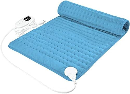 Heating Pad Electric Heat Pad, Hot Heated Pad,Multiple Temp and Timer Settings,Suitable for Shoulders, Neck, arms, Abdomen, Back, Legs, etc (Blue, 24"X20")