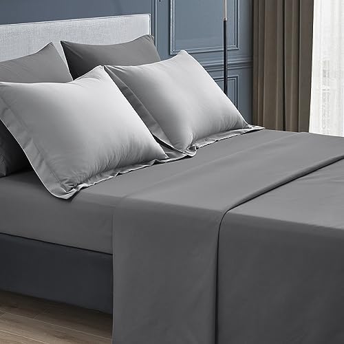 Maple&Stone Full Comforter Set 7 Pieces Bed in a Bag Light Grey Bed Set