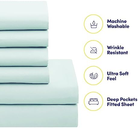 Sweet Home Collection 5 Piece Comforter Set Bag Solid Color All Season Soft Down Alternative Blanket & Luxurious Microfiber Bed Sheets, Aqua, Twin XL
