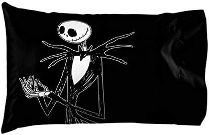 Jay Franco Kids Sheet Set with Fitted, Flat Sheets & Pillow Cover - Ultra-Soft Bedding with Pillowcase for Room Decor, White - Nightmare Before Christmas, 3 Piece Twin