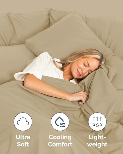 King Standard Pillow Cases Set of 8 - Ultra Soft Pillowcase Covers - Beige
