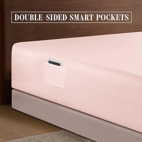 Elegant Comfort 1500 Premium Hotel Quality 18-24 Inches Deep - Extra Deep Pocket Single Fitted Sheet for High Mattress, Luxury and Softest, Smart Pocket - Wrinkle Free, Full, Blush Pink