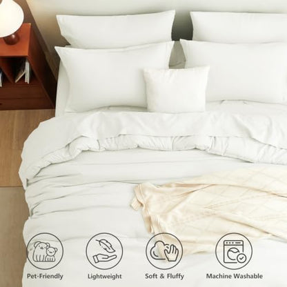 CozyLux Twin Comforter Set Ivory, 5 Pieces Bed in a Bag Twin Comforter Set with Sheets, Soft Bedding Sets with Down Alternative Comforter, Sheets, Pillowcase & Sham, Soft Bed Set for All Seasons