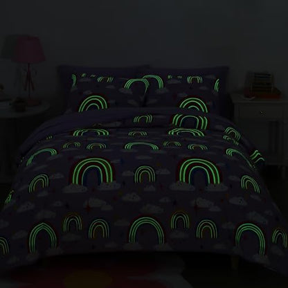 Girls Full Size Bedding Sets - 7 Pieces Purple Rainbow Full Comforter Set