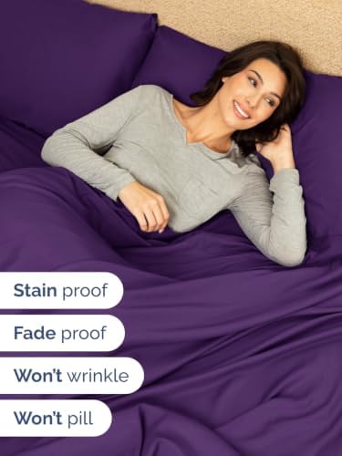 Extra Deep Pocket Queen Size Sheet Set - Breathable & Cooling - Purple
