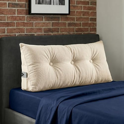 Arlee Memory Foam Headboard Pillow, Lumbar Support, Boucle, Cream, Twin