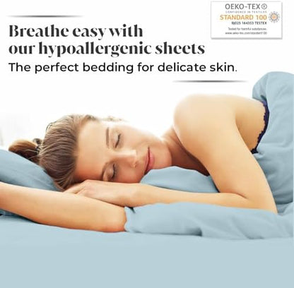 |Twin XL Size Sheet Set | Organically Grown | Ultra Soft & Cooling |100% Viscose | 17" Deep Pocket [Spa Blue]