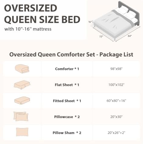 MUXHOMO 7 Pieces Oversized Queen Comforter Set, Seersucker Bed in a Bag Oversized Queen Size, All Season Luxury Bedding Set with Comforter, Flat Sheet, Fitted Sheet, Pillowcases & Shams, Rose Gold