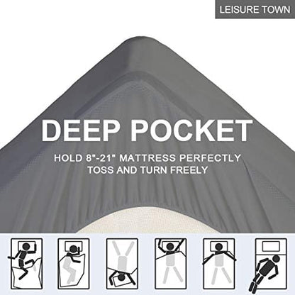 LEISURE TOWN Cotton Full Mattress Pad Fitted Quilted Mattress Cover,Grey