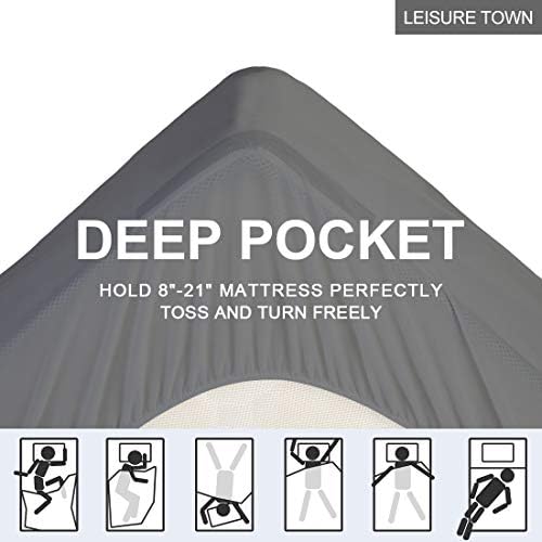 LEISURE TOWN Cotton King Mattress Pad Fitted Quilted Mattress Cover,Grey