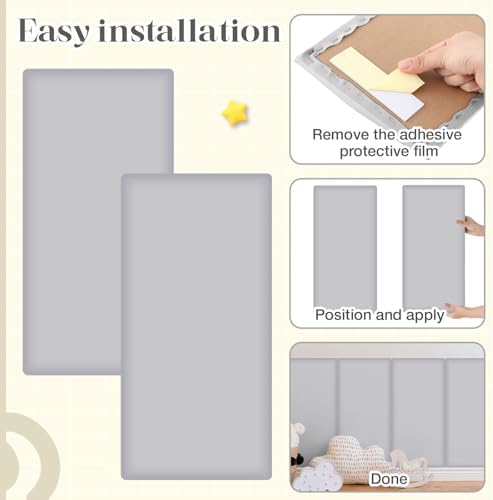 Hahafelt 4 Pack Wall Padding Headboard 15.75" x 7.87" x 1.18" Light Grey