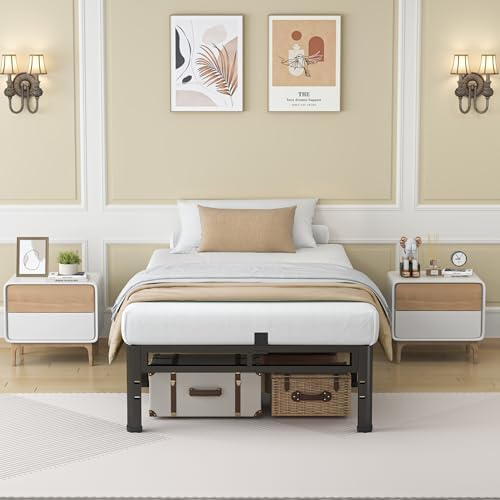 NKZ Metal Platform Bed Frame Twin Size, 12 Inch Dual-Layer Heavy Duty Base