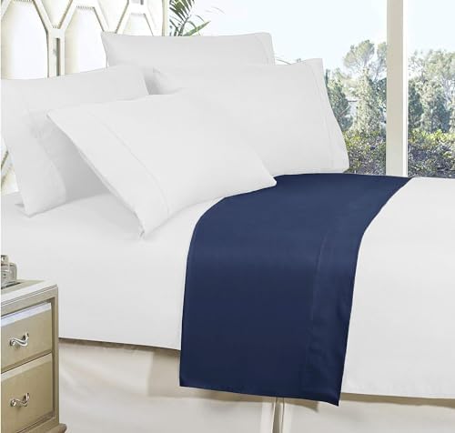 Elegant Comfort Premium Hotel Quality 1-Piece Flat Sheet, Luxury and Softest 1500 Premium Hotel Quality Microfiber Bedding Flat Sheet, Wrinkle-Free, Stain-Resistant, Queen, Navy