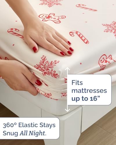 Christmas Sheet Set, Holiday Sweets, Holiday Xmas Bedding Set - Cal King