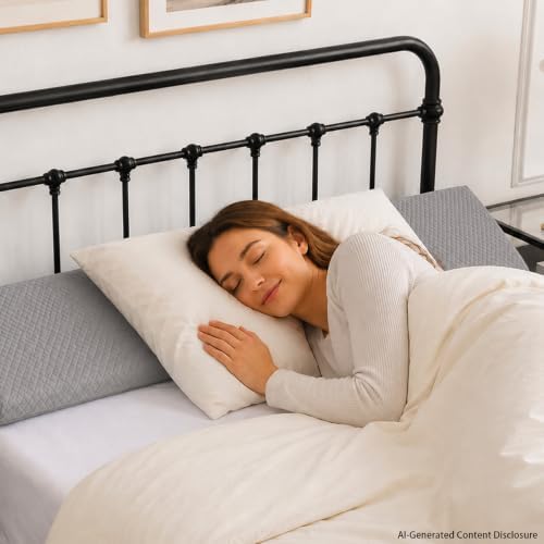 Queen Size Bed Wedge Pillow for Bed Headboard Gap Filler Light Grey