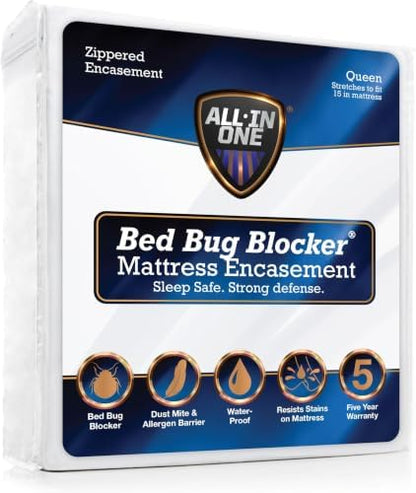 All-in-One Mattress Protector, Zippered Encasement, Water & Stain Resistant, Triple Seal Protection, Queen, White (Pack of 6)