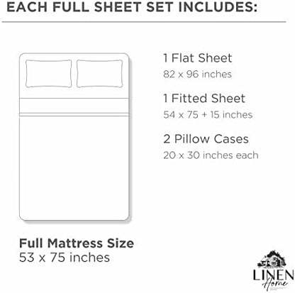 Linen Home Full Size 100% Cotton Percale Sheets, 4 Pc Set - Mauve Lavender