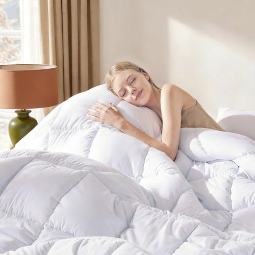 DOWNCOOL Comforters King Size, White Duvet Insert, Lightweight Quilt