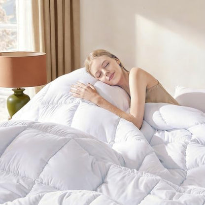 DOWNCOOL Comforters King Size, White Duvet Insert, Lightweight Quilt