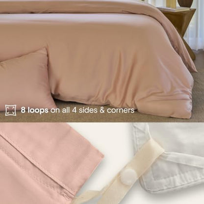 DOZ Duvet Cover Set, 100% Viscose derived from Bamboo, Organically Grown, Buttery Soft, Cooling Duvet Covers, High GSM, 1 Duvet Cover and 1 Pillowcase, 70"x90" (Blush, Twin/Twin XL)