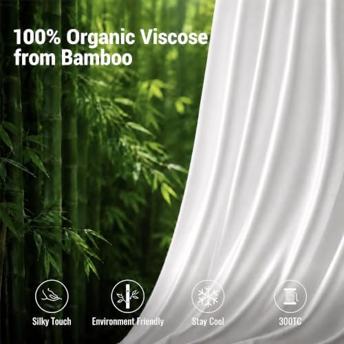 Queen Duvet Cover Set 3 Pieces, 100% Organic Viscose derived from Bamboo, Luxuriously Soft & Cooling, 1 Duvet Cover and 2 Pillowcases, 90" x 90"(Queen, White)