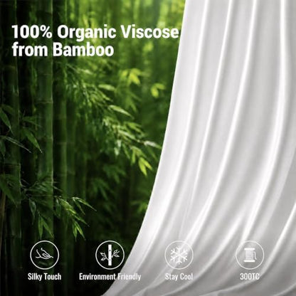 King Duvet Cover Set 3 Pieces, 100% Organic Viscose derived from Bamboo, Luxuriously Soft & Cooling, 1 Duvet Cover and 2 Pillowcases, 104" x 90"(King, White)
