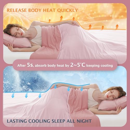 BEAUTEX Cooling Comforter King Size Cool Blanket for Hot Sleepers(Pink)