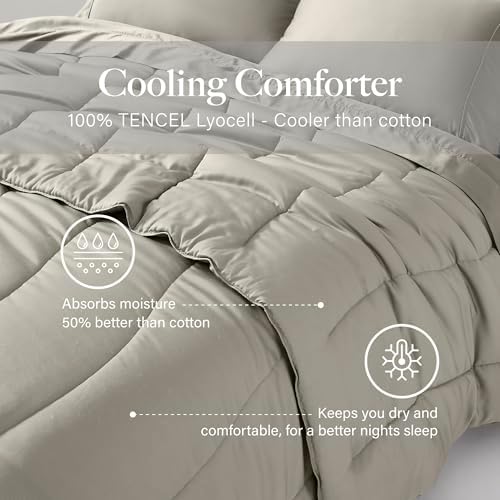 Modern Threads Tencel Lyocell Luxury Ultra Soft Down Alternative Comforter, Taupe, Queen