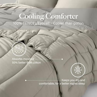 Modern Threads Tencel Lyocell Luxury Ultra Soft Down Alternative Comforter, Taupe, Queen