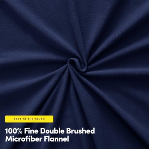 Flannel Sheets Warm and Cozy Deep Pocket Breathable All Season Bedding Set with Fitted, Flat and Pillowcases, Twin, Navy