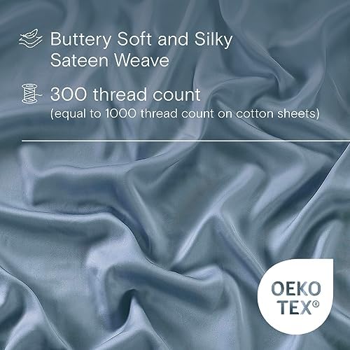 Sijo AiryWeight Tencel Sheet Set, 100% Lyocell Derived from Eucalyptus, Buttery Soft, Architectural Digest Best Cooling Sheets Winner - 3pc - 2 Pillowcases 1 Fitted (Sky, Cal King)