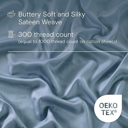 Sijo AiryWeight Tencel Sheet Set, 100% Lyocell Derived from Eucalyptus, Buttery Soft, Architectural Digest Best Cooling Sheets Winner - 3pc - 2 Pillowcases 1 Fitted (Sky, Cal King)