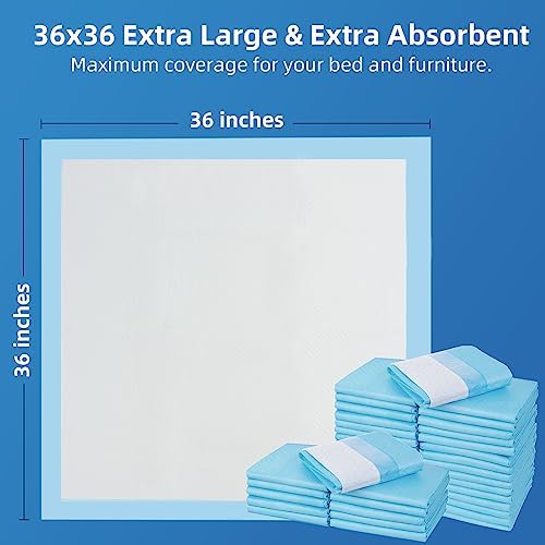 SOFYFINE 50 Count Extra Large Chucks 36"x36" Thicken Elderly Adults Incontinence Bed Pads Disposable, Heavy Duty Absorbency Underpads Waterproof, XXL Extra Large Puppy Pee Training Pad
