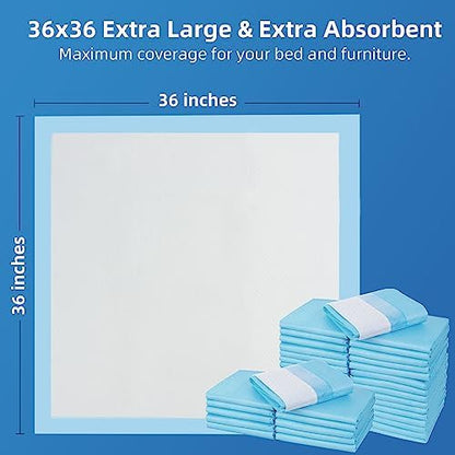 SOFYFINE 50 Count Extra Large Chucks 36"x36" Thicken Elderly Adults Incontinence Bed Pads Disposable, Heavy Duty Absorbency Underpads Waterproof, XXL Extra Large Puppy Pee Training Pad