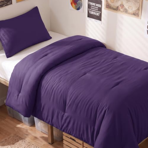 CozyLux Twin Comforter Set, 2 Pieces Down Alternative Bedding, Purple