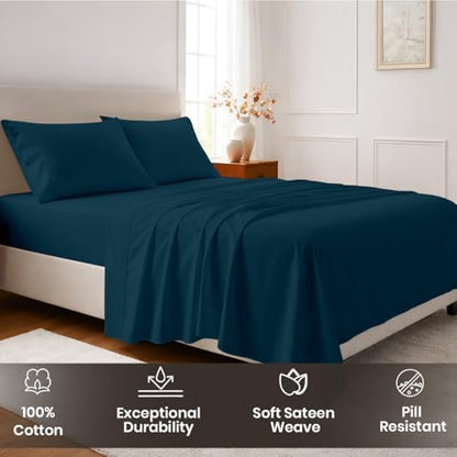 SGI bedding 100% Egyptian Cotton Sheets California King Size – Cooling Sheets, Soft Breathable Teal Bedding, Luxury Bedding, Luxury Hotel Sheet Set, Deep Pocket 16", 4 Piece Set